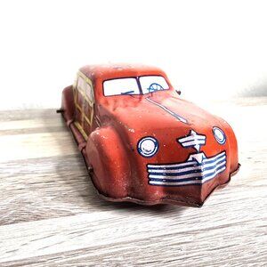 1930s J. Chein Tin Wind-Up Toy Car Red Yellow Litho H310 Made in USA